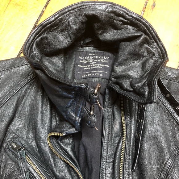 💫Sold💫ALLSAINTS Spitalfields Belvedere Leather Jacket, US size 4, Retail $560 - Picture 3 of 10